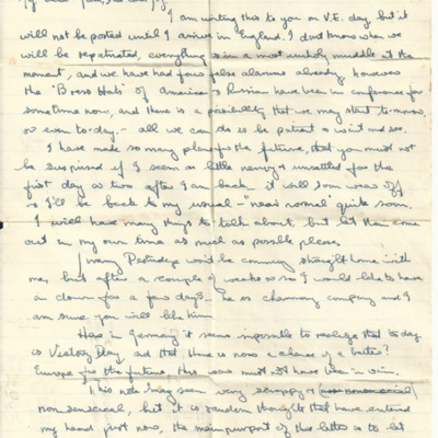 Letter from John Mansell to his parents and Joy